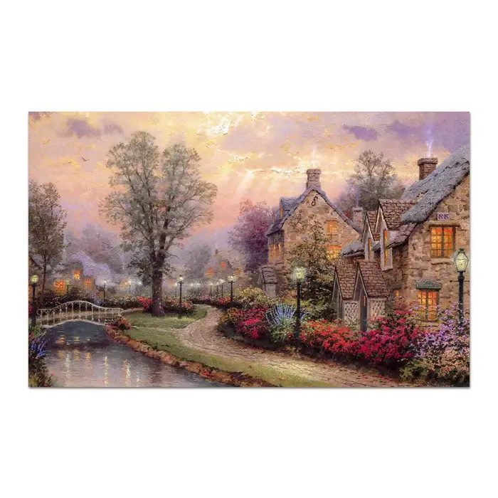 Dafen Custom Design European Town Gallery Decoration Artwork Handmade Oil Painting