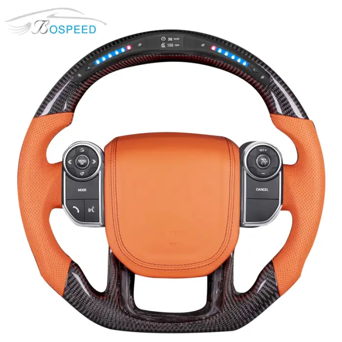 LED Carbon Fiber Steering Wheel for Range Rover Sport Land Rover Steering Wheel Perforated Leather