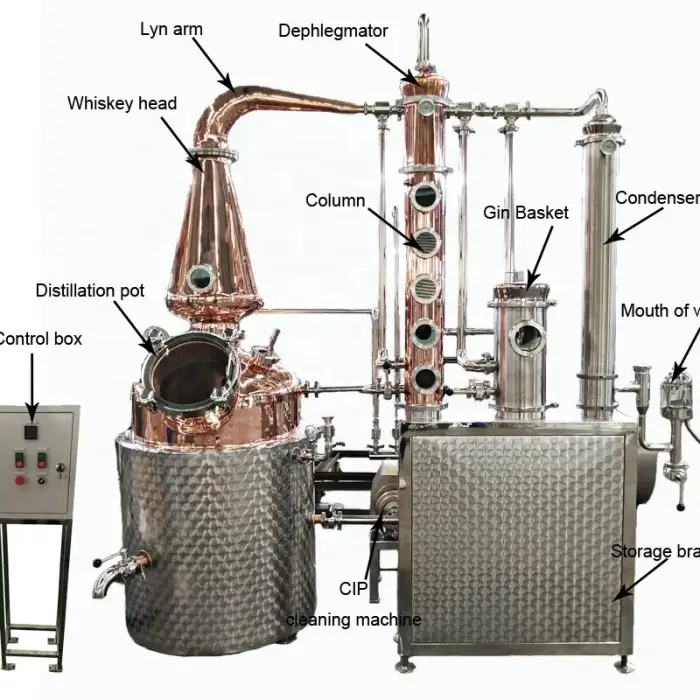 Customizable size copper tank boiler, alcohol distiller system, distillation tank