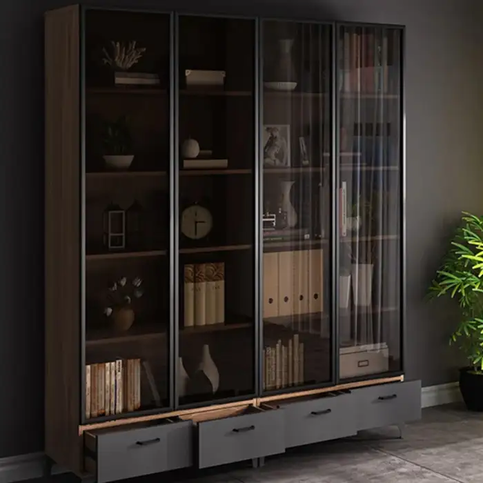 Modern simple bookcase small family study type glass door bookcase Storage Cabinet