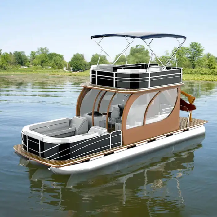 Discount 25~30FT Luxury Double Decker Aluminum Fishing Pontoon Boats