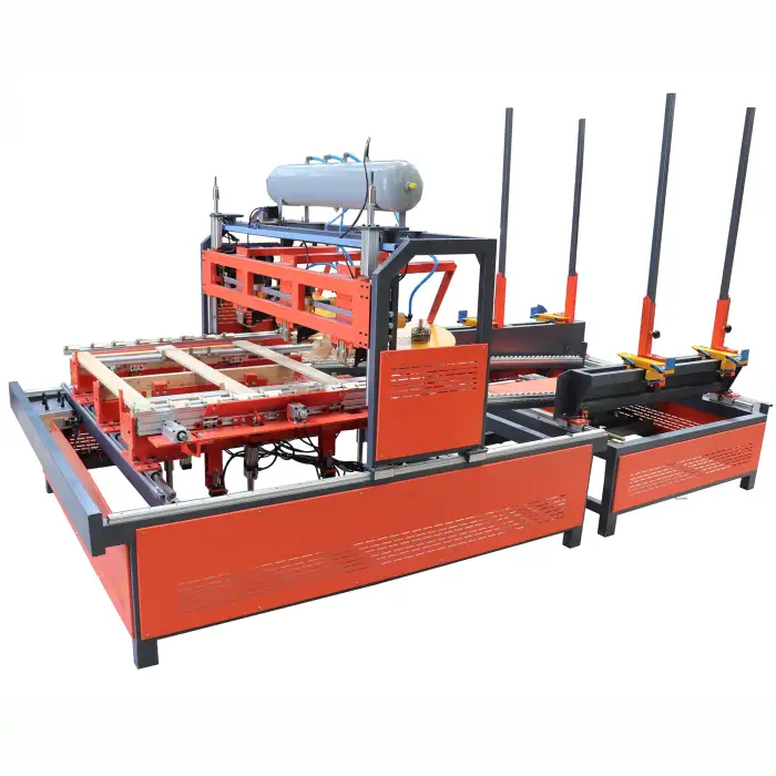 Automatic Stringer Nailing Branding Cutting Stacking Wood Pallet Machine