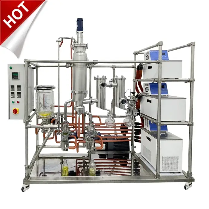 2 stage 0.5m2 continuous processing oil distillation equipment molecular distillation