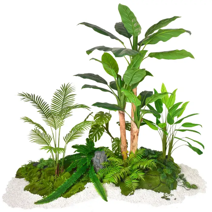 artificial garden landscaping plants potted trees indoor artificial plants trees banana Monstera Bird of paradise bushes