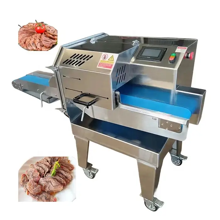 Commercial Cooked Meat Slicing Machine With Convey Biltong Slicing Bacon Sausage Slice Cutting Machine