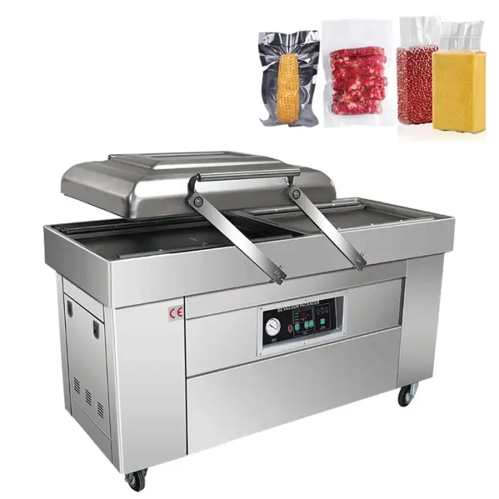 DZ 600 double chamber meat vacuum packing machine vaccum chicken packaging sealer commercial use with CE