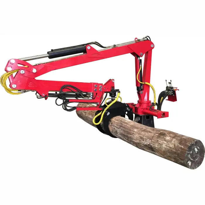 Tractor mounted log crane with grapple