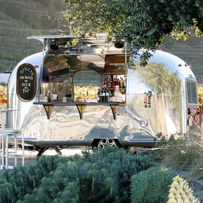 Mobile Kitchen Food Van - Fast Food Trailer with Solar Fridge &amp; Ice Cream Push Cart