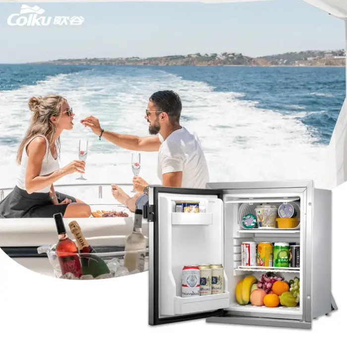 Hot Sale 12V/24V Built-in Caravan Refrigerator - 40L/50L Electric Freezer with DC Compressor for RV Trailer Boat, Silver