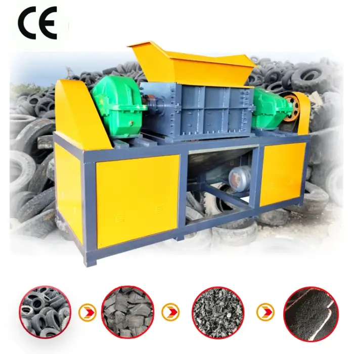 Various Scraps Big Waste Old Tire Recycling Double Shaft Shredder Machine