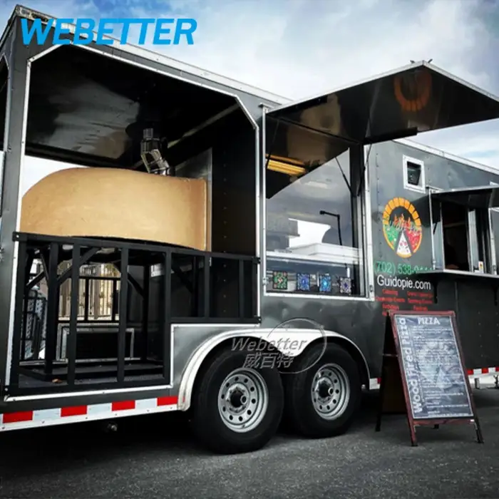 Customized BBQ Grill Food Truck Fully Equipped Mobile Restaurant Wood Fire Pizza Oven Food Trailer With Porch