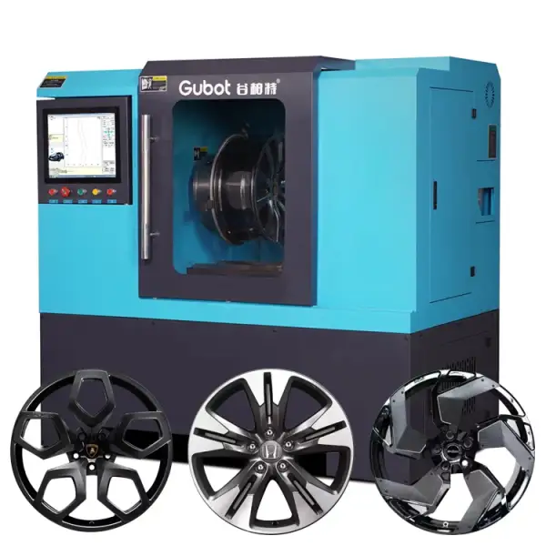 High-Precision Automatic Rim Repair Lathe - CNC Alloy Mag Wheel Diamond Cutting Refurbishment Machine LSB300 Gubot Horizontal