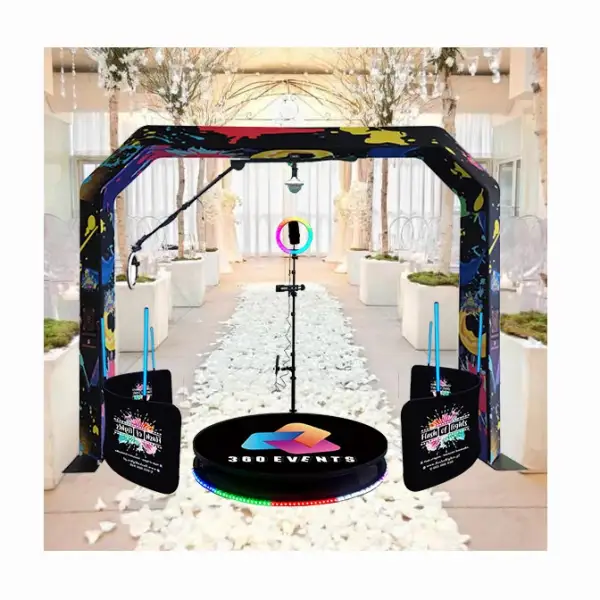 2024 Newest Design Overhead 360 Photo Booth Enclosure Backdrop Camera Top Automatic Spinner Photo Booth Sky 360 Prix Machine