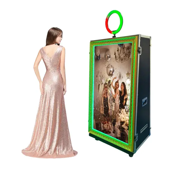 Instant Magic Mirror Photo Booth Machine - Interactive Party Selfie with SLR Compatible Camera, Printer, and Software