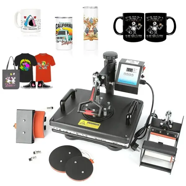 5-in-1 Combo Digital Electric Heat Press Machine Multi-Function Sublimation for Mug T-shirt Hat etc.