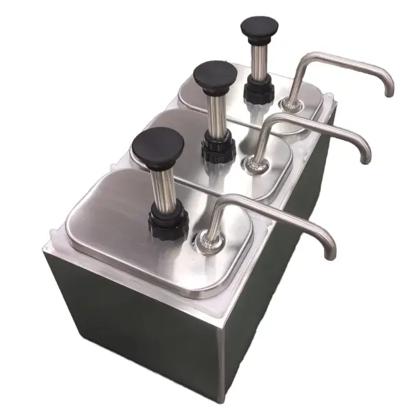 Commercial Stainless Steel Warm Sauce Dispenser 2L*3 Rectangle Cheese Pump for Hotel Use