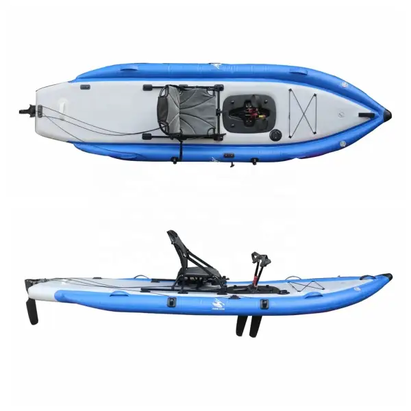 Viking Inflatable Rowing Pedal Boat for Drifting Fishing Power System Material Folding Kayak with Foot Drive Pedal PVC Canoe