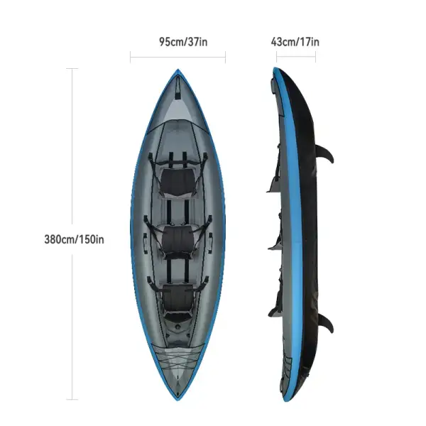 CE Certificate 380cm Triple Kayak Three Person Inflatable Kayak for Family