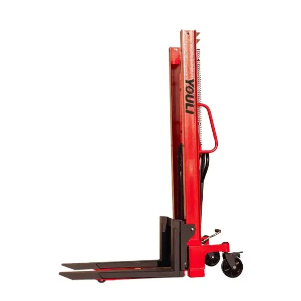 1.5t/1.6m Lift Manual Hydraulic Pallet Stacker With Reach Height 2.5m For Materials Handling