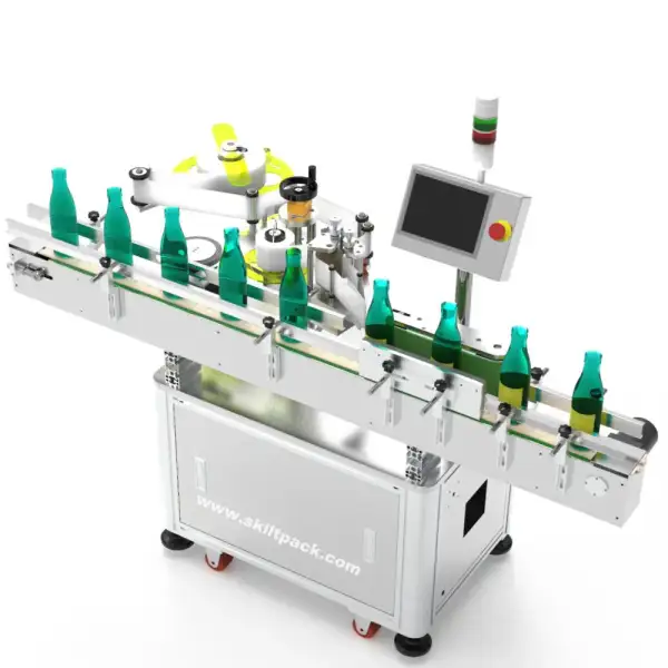 Fully automatic high speed round water bottle labeling machine with adhesive sticker wrap around