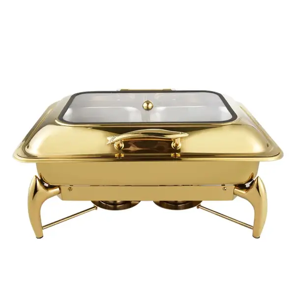 Commercial Stainless Steel Serving Food Warmers Buffet Gold Chafing Dishes For Restaurant