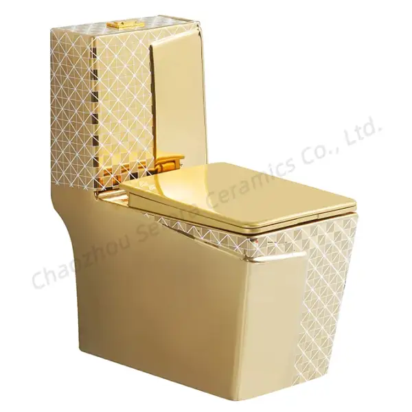 Square Shape Hot Sale Floor Mounted Modern Luxury Style Gold Color Water Closet