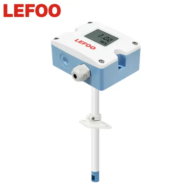 LEFOO ducted type 4~20mA 0-10V DC weather station wind speed sensor air velocity sensor for exhaust pipe