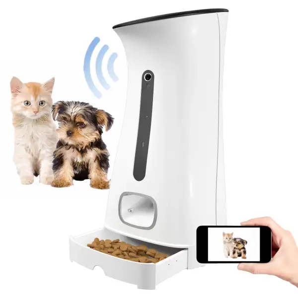 7.5L Puppy Kitten Cat Food Dispensers with 720P HD Wifi Camera Voice Recorder  Automatic Cat Feeder