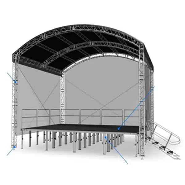 Event stage system with roof truss for concert