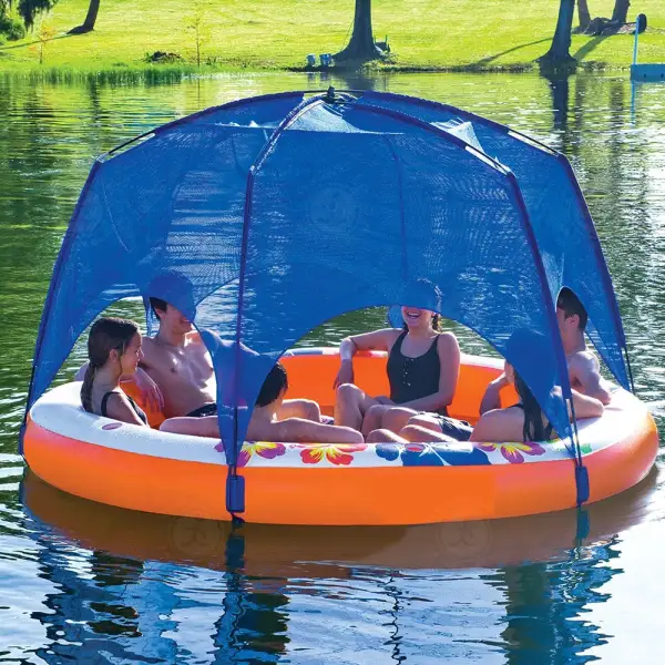 Floating Island Inflatable Pool Floating Lounger, Floating Island Floats for Lake