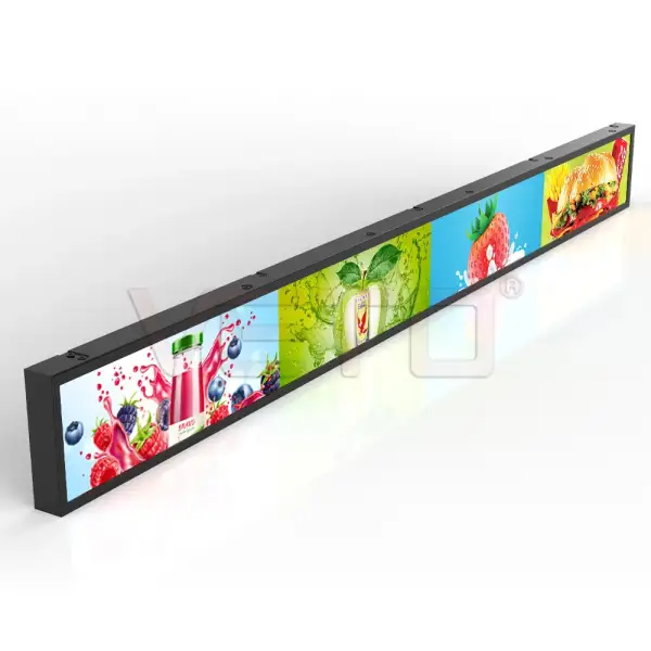 Ultra Wide Digital Shelf Edge Advertising Screen 23.1 Inch Indoor Stretch Bar LCD Display for Commercial