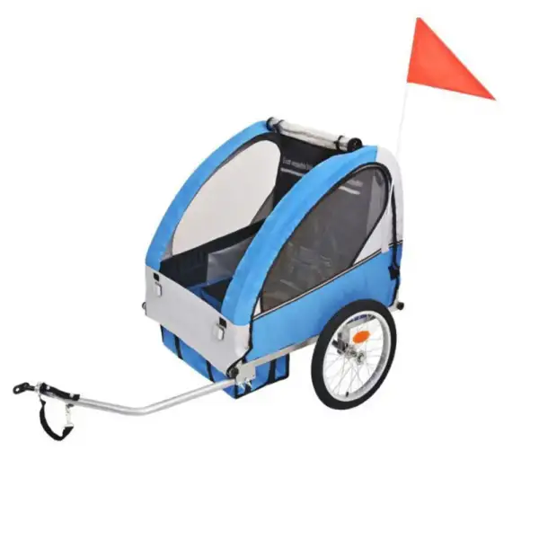 Foldable 2-In-1 Pet Dog Bike Trailer And Stroller With 2 Damping Rear Wheel