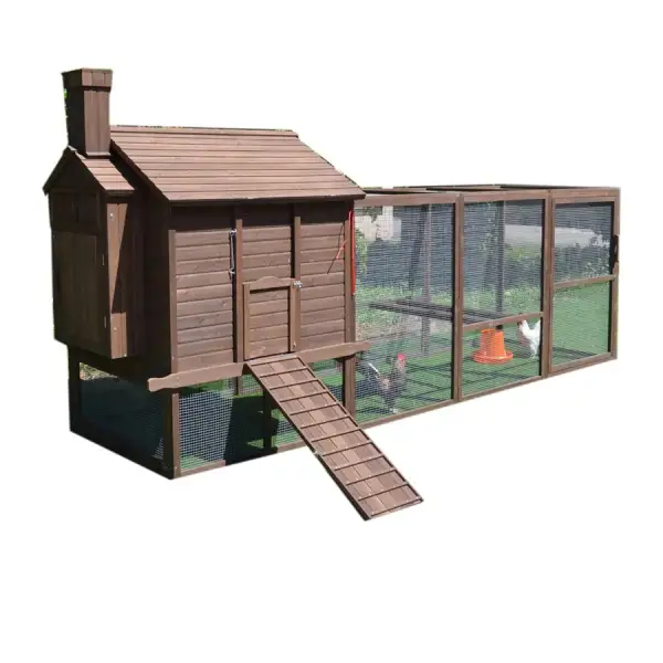 Wooden Backyard Egg Laying Chicken Coop With Covered Run And Nesting Box