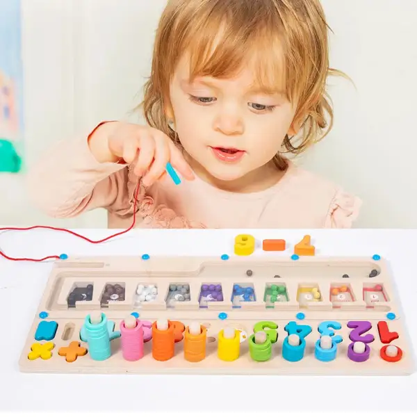 Children's Magnetic Rolling Bead Multi-Function Logarithmic Board Cognitive Kindergarten Early Education Wooden Puzzle Toy